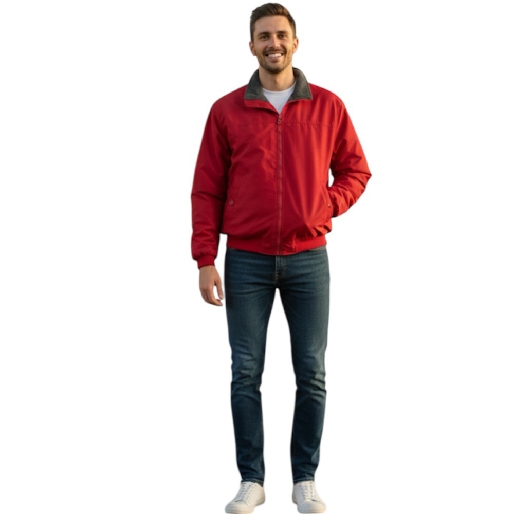 CHAPS Bomber Jacket large Windbreaker Zip Red